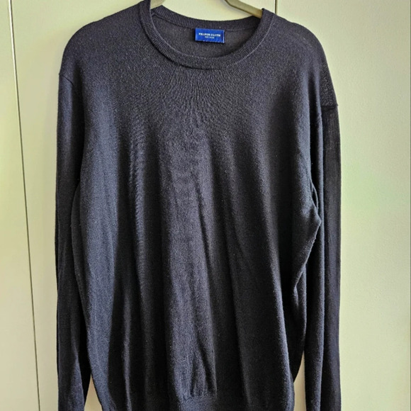 Proper Cloth Men's Size L Navy Blue Merino Wool Crewneck Sweater - Picture 2 of 7